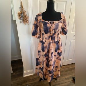 Pink and Blue linen dress